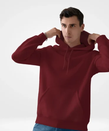 Changeover Unisex Maroon Solid Hoodie