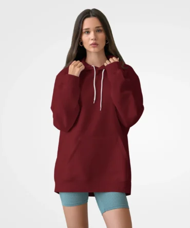 Changeover Unisex Maroon Solid Hoodie