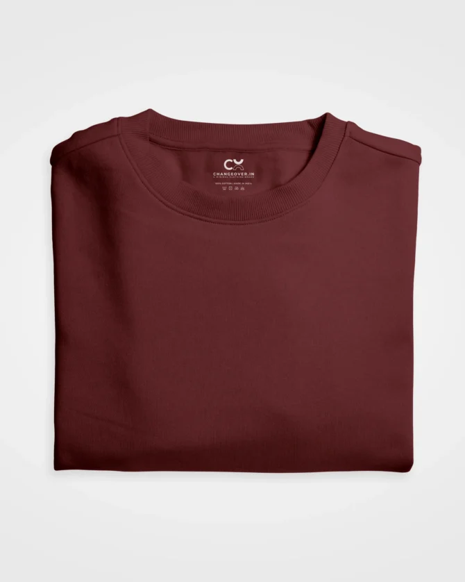 Changeover Unisex Solid Sweatshirt Maroon